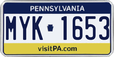 PA license plate MYK1653