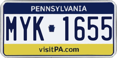 PA license plate MYK1655