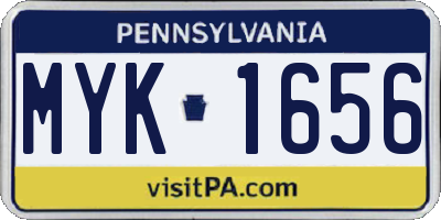PA license plate MYK1656