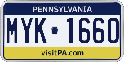 PA license plate MYK1660