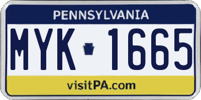 PA license plate MYK1665