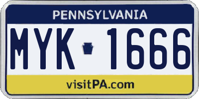 PA license plate MYK1666