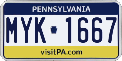 PA license plate MYK1667