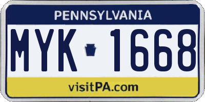 PA license plate MYK1668