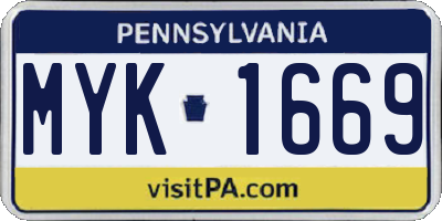 PA license plate MYK1669
