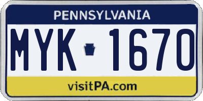 PA license plate MYK1670