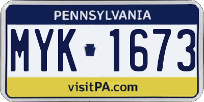 PA license plate MYK1673