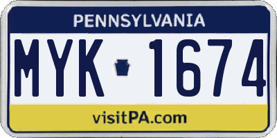 PA license plate MYK1674