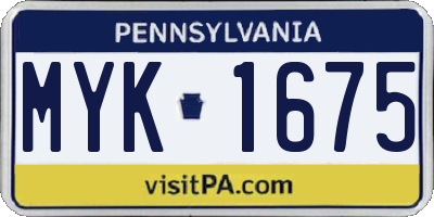 PA license plate MYK1675