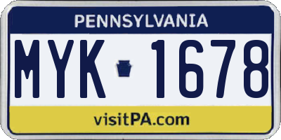 PA license plate MYK1678