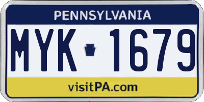 PA license plate MYK1679