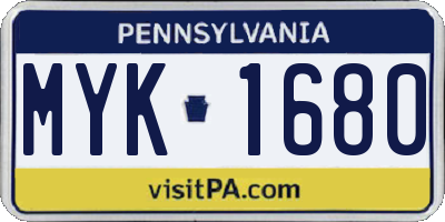 PA license plate MYK1680