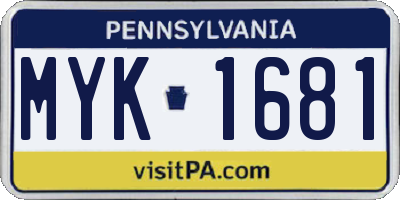 PA license plate MYK1681