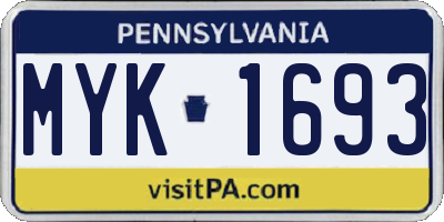PA license plate MYK1693