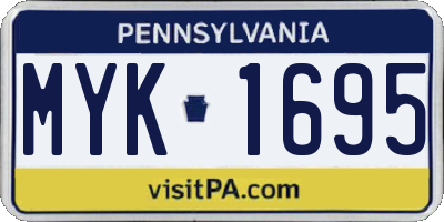 PA license plate MYK1695