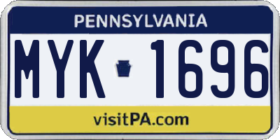 PA license plate MYK1696