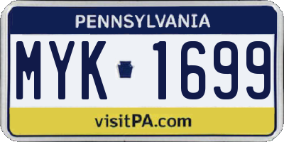 PA license plate MYK1699