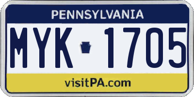 PA license plate MYK1705