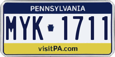 PA license plate MYK1711