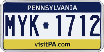 PA license plate MYK1712