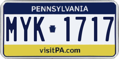 PA license plate MYK1717