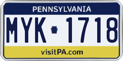 PA license plate MYK1718