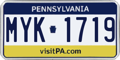 PA license plate MYK1719
