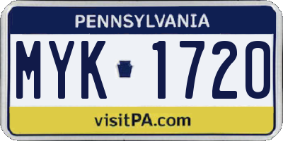 PA license plate MYK1720