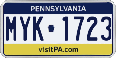 PA license plate MYK1723