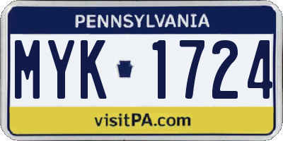 PA license plate MYK1724