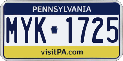 PA license plate MYK1725