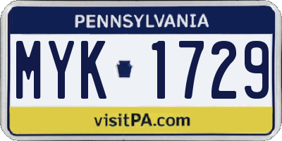 PA license plate MYK1729