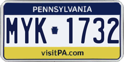 PA license plate MYK1732