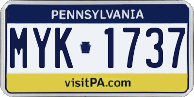 PA license plate MYK1737
