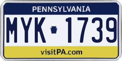 PA license plate MYK1739
