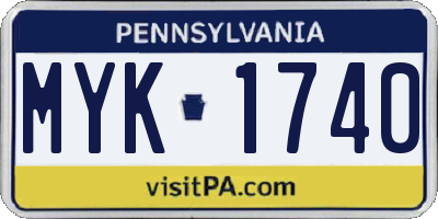 PA license plate MYK1740