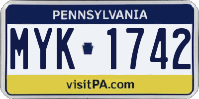 PA license plate MYK1742