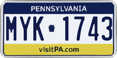 PA license plate MYK1743