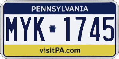 PA license plate MYK1745