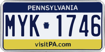 PA license plate MYK1746