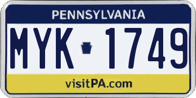 PA license plate MYK1749