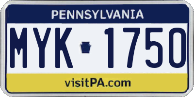 PA license plate MYK1750