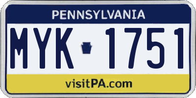 PA license plate MYK1751