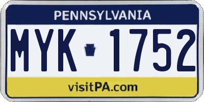 PA license plate MYK1752