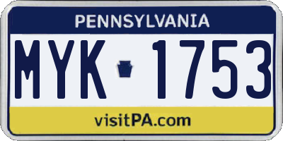 PA license plate MYK1753