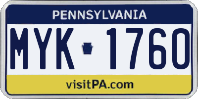 PA license plate MYK1760