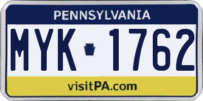 PA license plate MYK1762