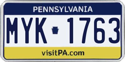 PA license plate MYK1763