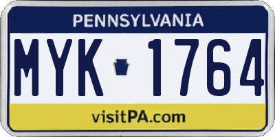 PA license plate MYK1764
