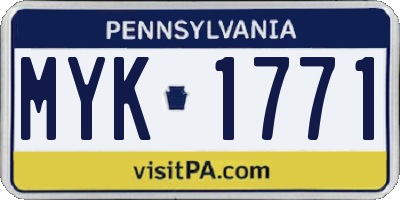 PA license plate MYK1771